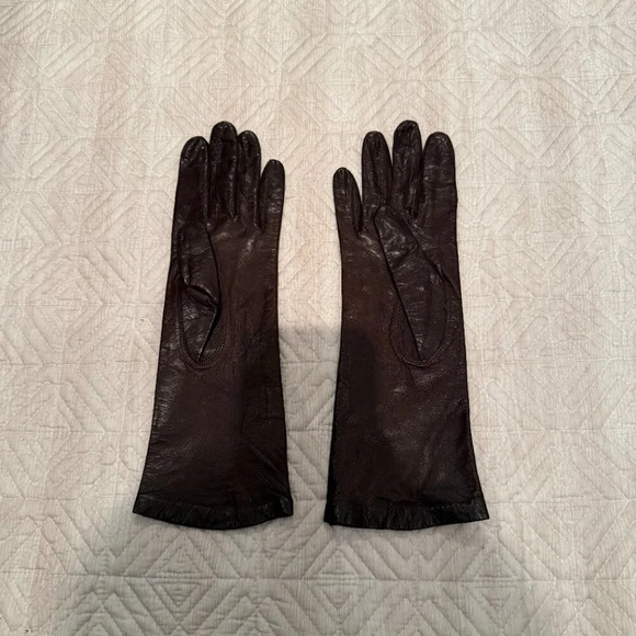 NEW Chocolate Brown Leather Gloves, S-M - Picture 2 of 5